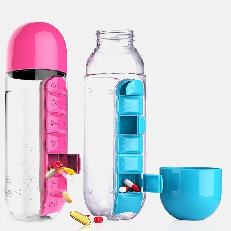 Sip & Sort Bottle – 7-Day Medicine Box with Sports Cup
