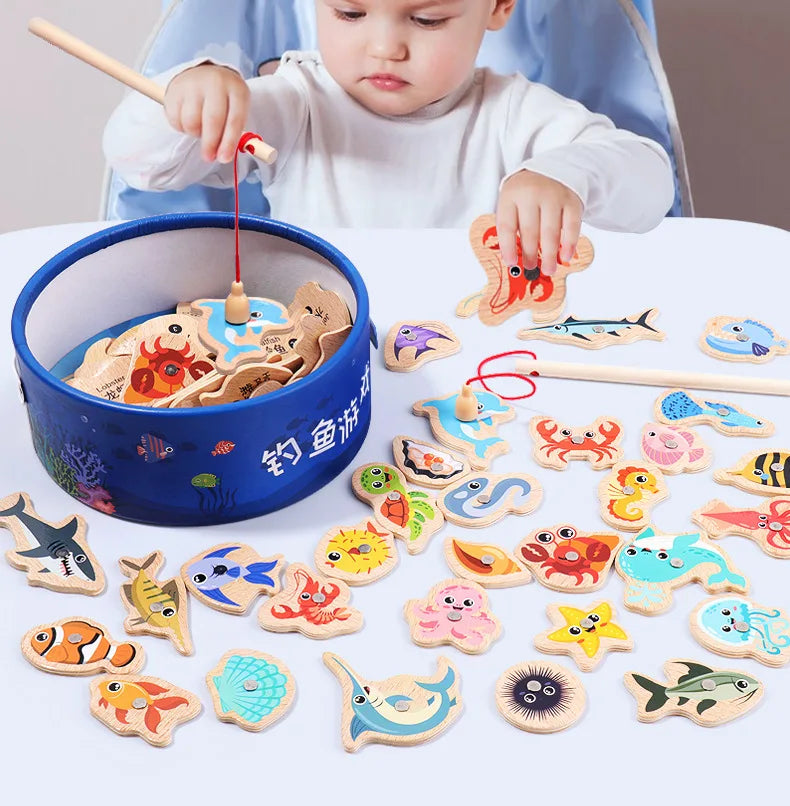 SmartSea Play – Wooden Marine Life Fishing Game