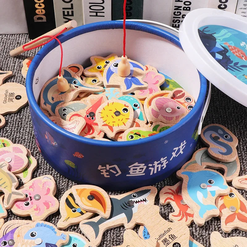 SmartSea Play – Wooden Marine Life Fishing Game