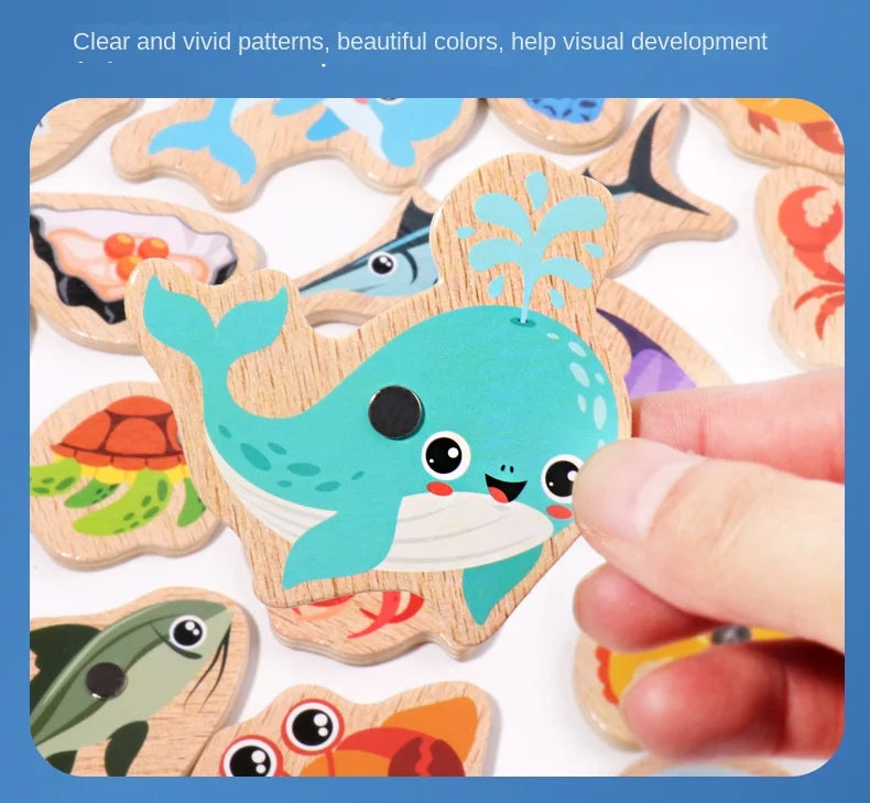 SmartSea Play – Wooden Marine Life Fishing Game