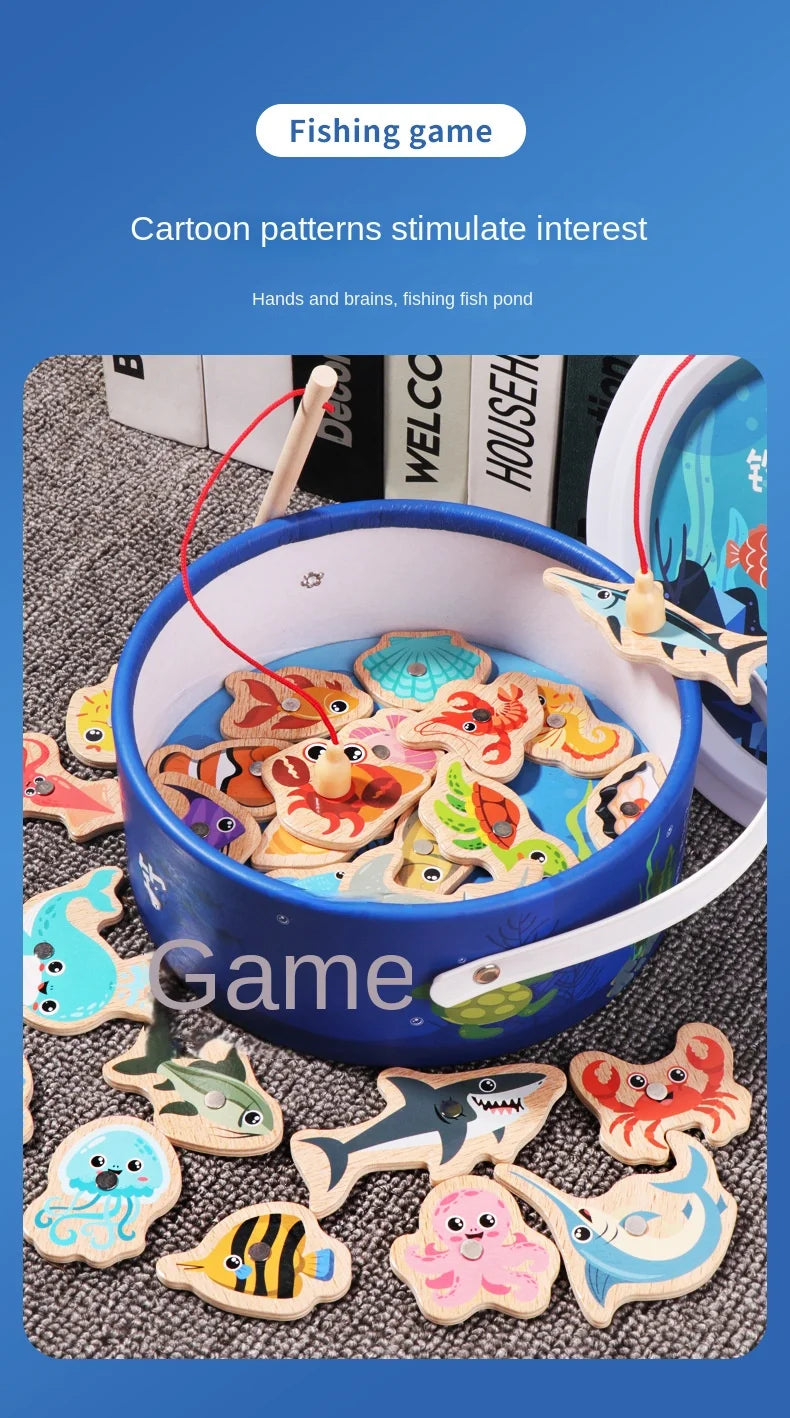 SmartSea Play – Wooden Marine Life Fishing Game
