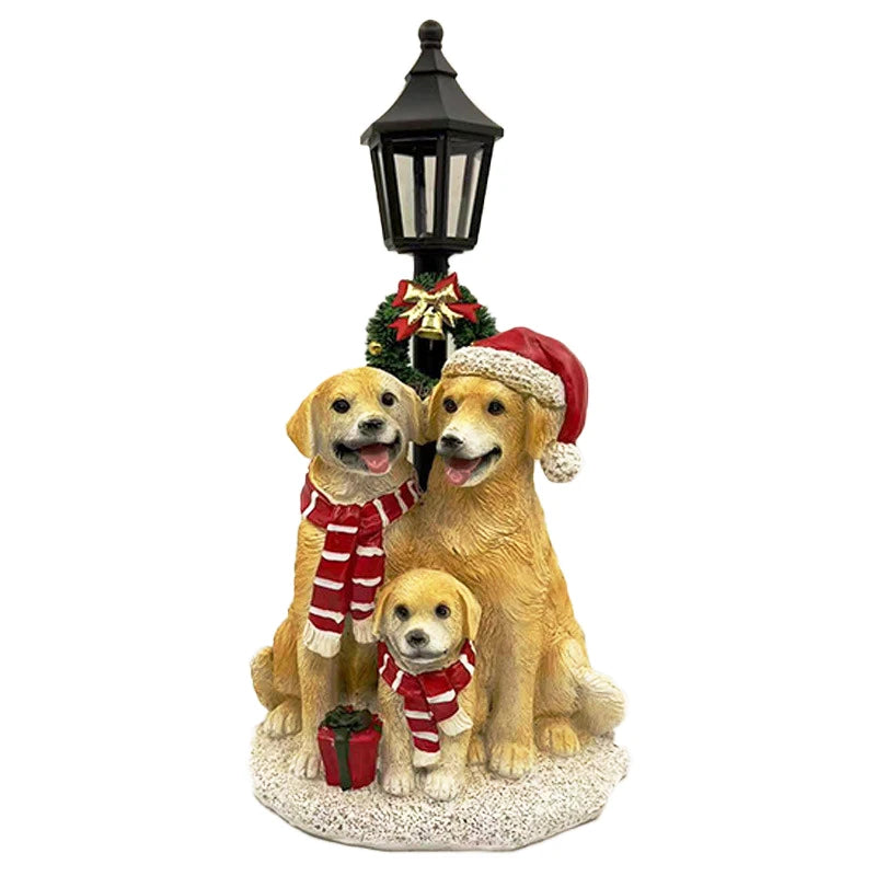 Resin Dog Christmas Statues – Decorative Ornaments for Table & Living Room