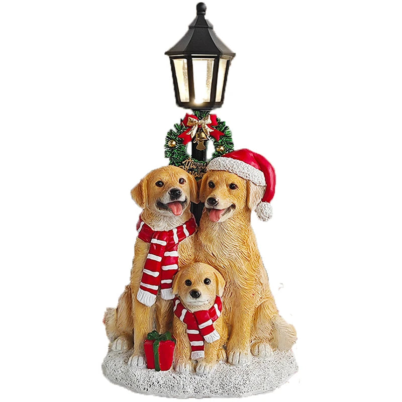 Resin Dog Christmas Statues – Decorative Ornaments for Table & Living Room