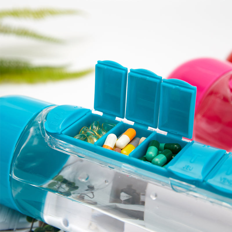 Sip & Sort Bottle – 7-Day Medicine Box with Sports Cup