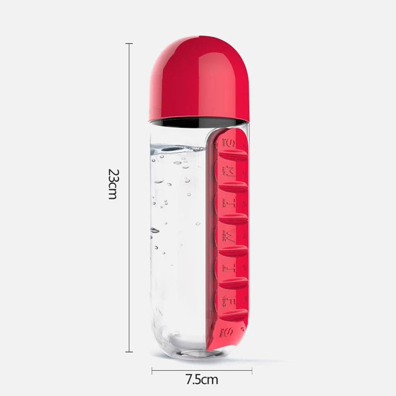 Sip & Sort Bottle – 7-Day Medicine Box with Sports Cup