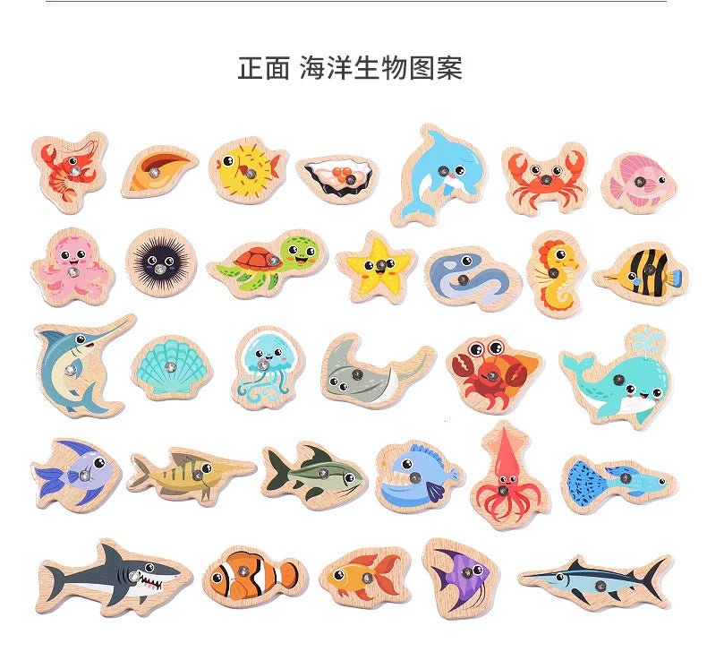 SmartSea Play – Wooden Marine Life Fishing Game
