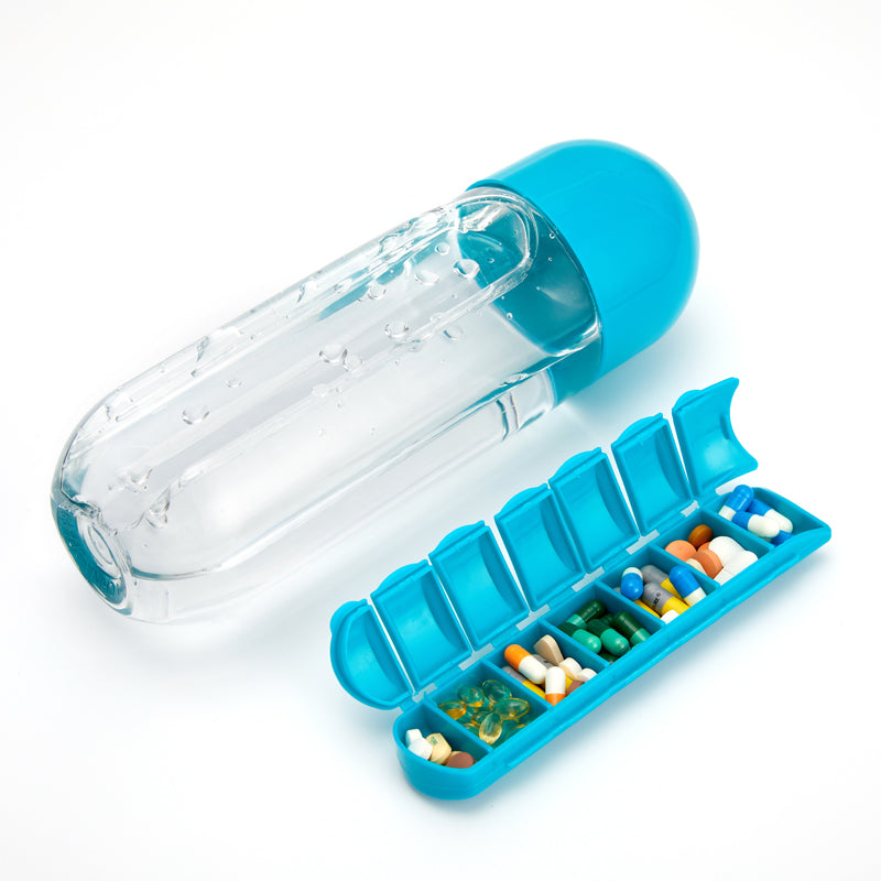 Sip & Sort Bottle – 7-Day Medicine Box with Sports Cup