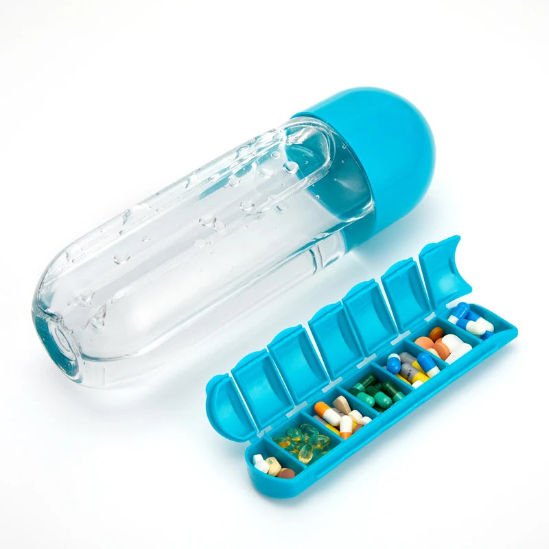 Sip & Sort Bottle – 7-Day Medicine Box with Sports Cup