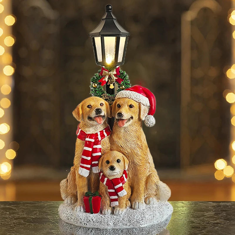 Resin Dog Christmas Statues – Decorative Ornaments for Table & Living Room