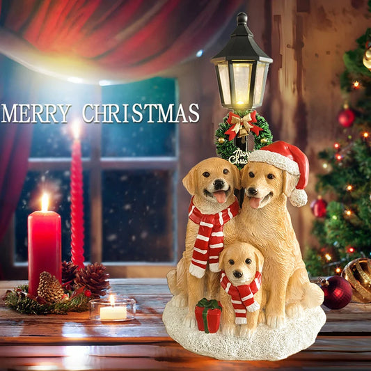 Resin Dog Christmas Statues – Decorative Ornaments for Table & Living Room