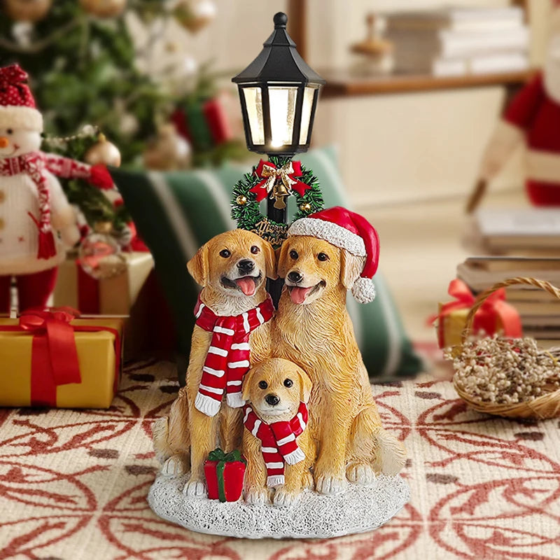 Resin Dog Christmas Statues – Decorative Ornaments for Table & Living Room