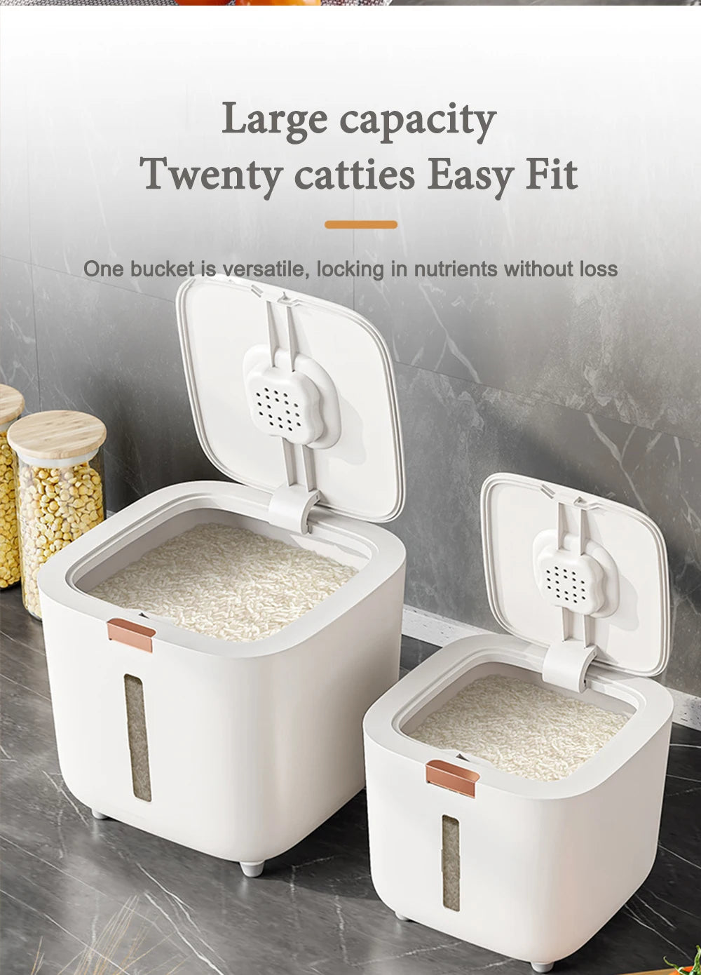 PurePantry Bin – Sealed Rice Dispenser with Lid (5kg/10kg)