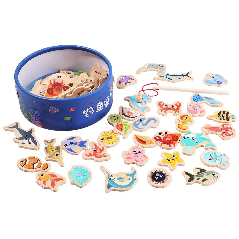 SmartSea Play – Wooden Marine Life Fishing Game