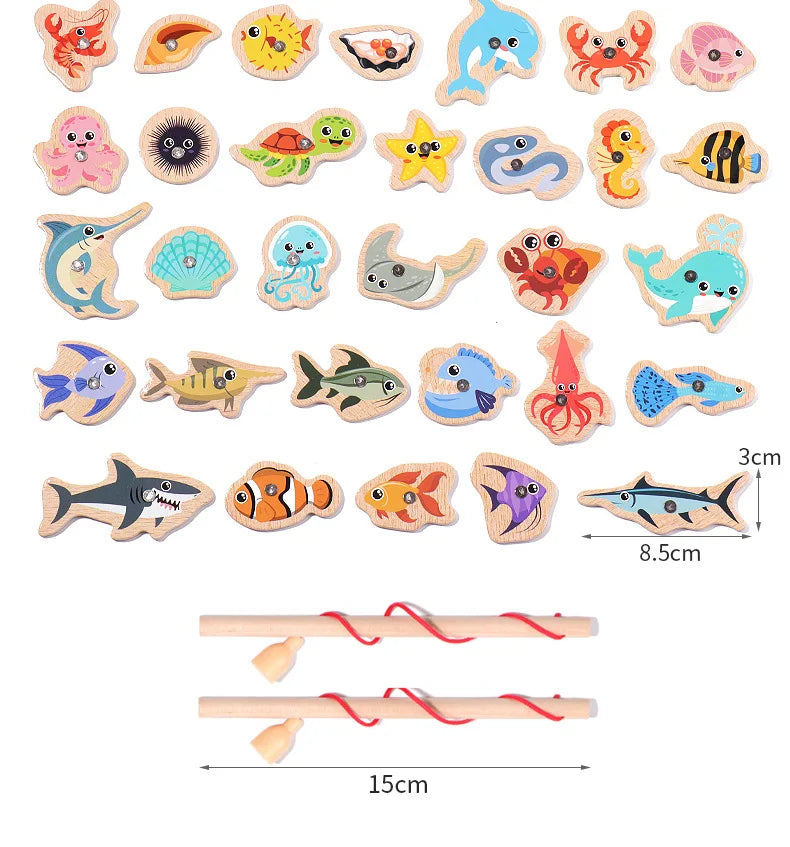 SmartSea Play – Wooden Marine Life Fishing Game