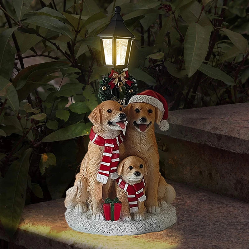 Resin Dog Christmas Statues – Decorative Ornaments for Table & Living Room