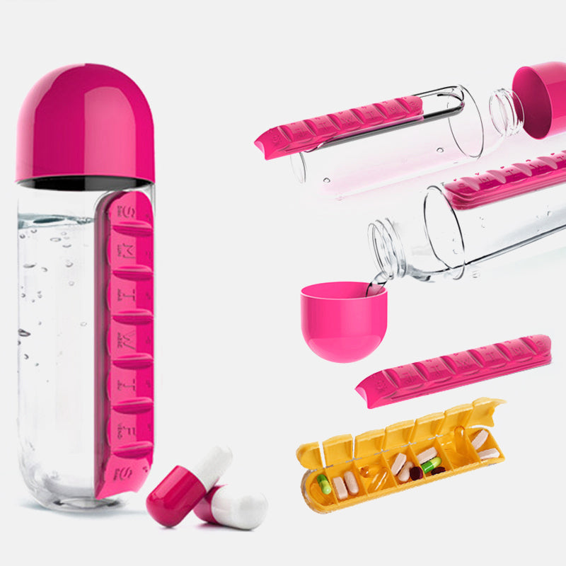 Sip & Sort Bottle – 7-Day Medicine Box with Sports Cup