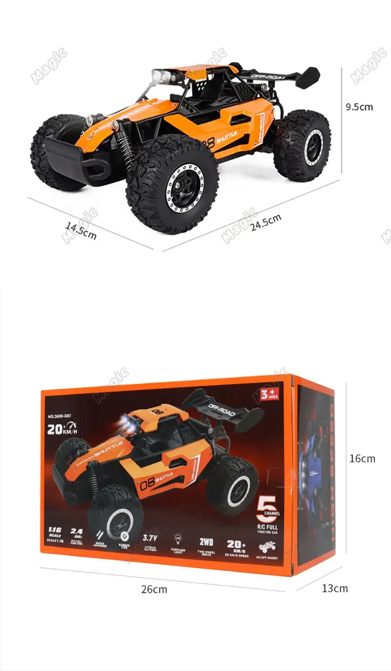 1:16 High-Speed Off-Road RC Car 2WD with LED Lights