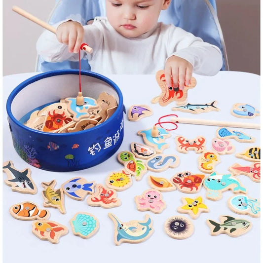SmartSea Play – Wooden Marine Life Fishing Game
