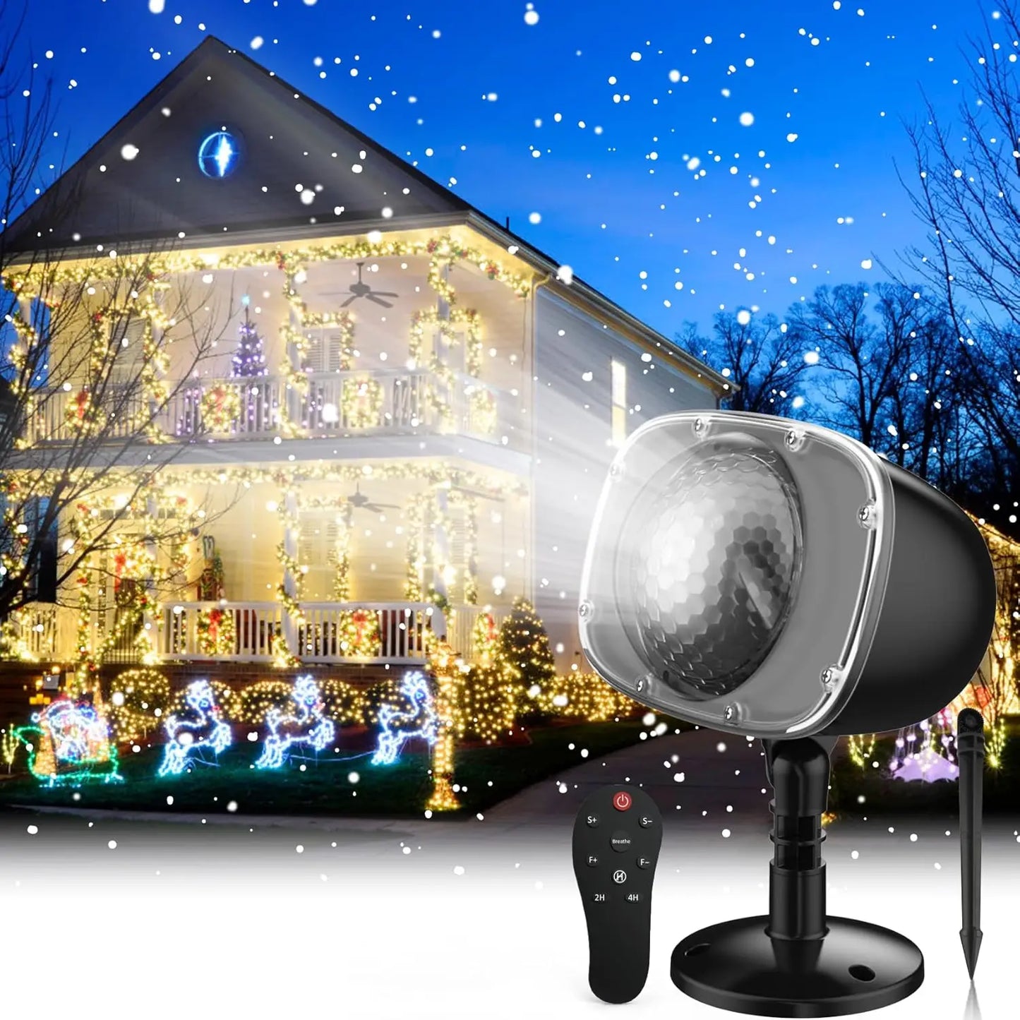 Christmas Snowfall Projector Lights – Indoor & Outdoor Holiday Lighting with Remote