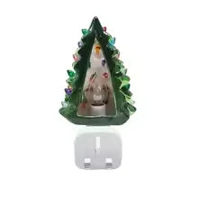 Vintage Green Ceramic Christmas Tree Night Light – Hand-Painted Plug-In Lamp