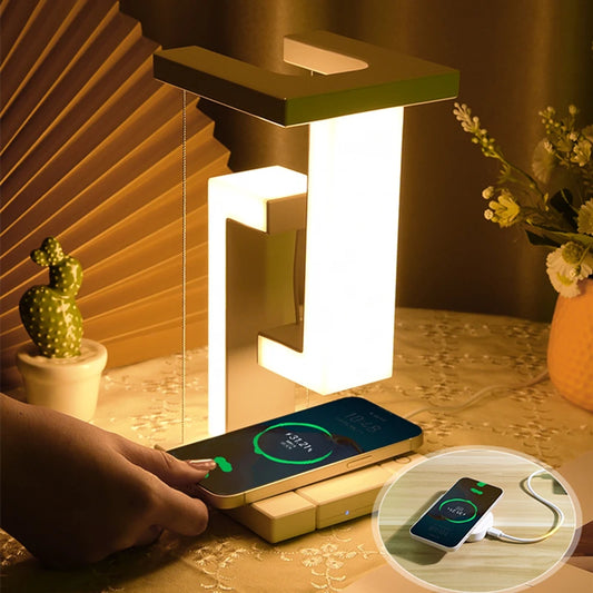 "LevityGlow™ – Floating Lamp with Wireless Charging for Modern Spaces"