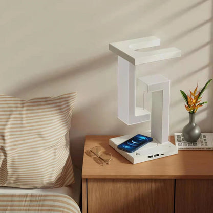 "LevityGlow™ – Floating Lamp with Wireless Charging for Modern Spaces"