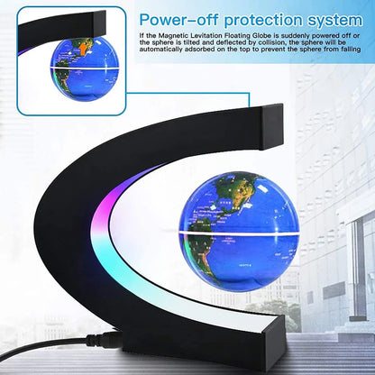 "GlobeHover™ Magnetic Levitation LED Lamp – Futuristic World Décor"