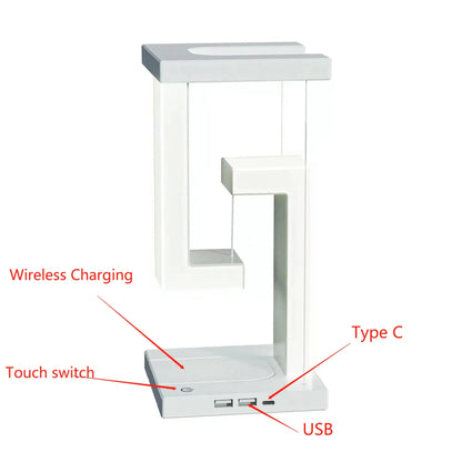 "LevityGlow™ – Floating Lamp with Wireless Charging for Modern Spaces"